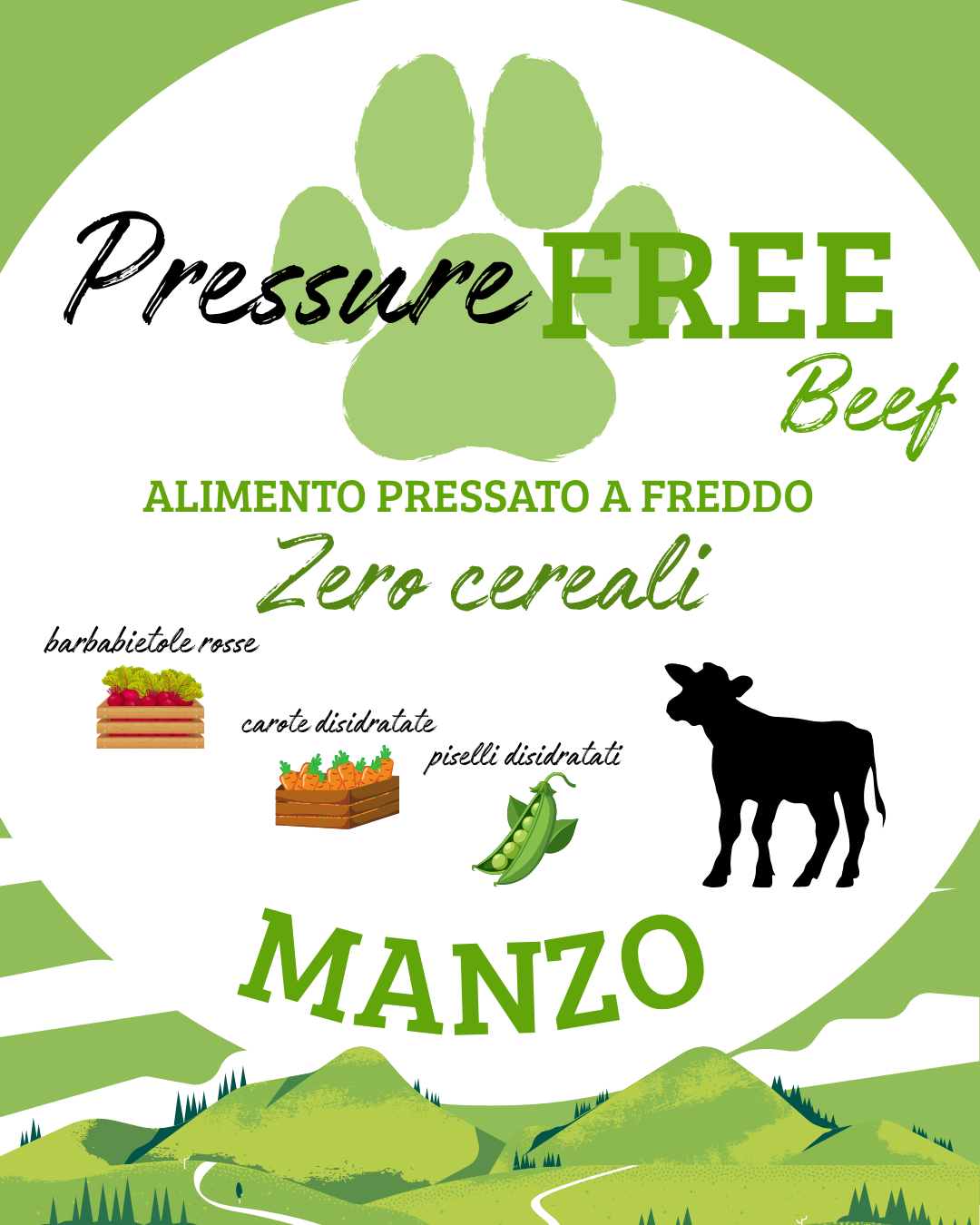 PressureFree al Manzo, Piselli, Barbabietole & Carote (zero cereali)