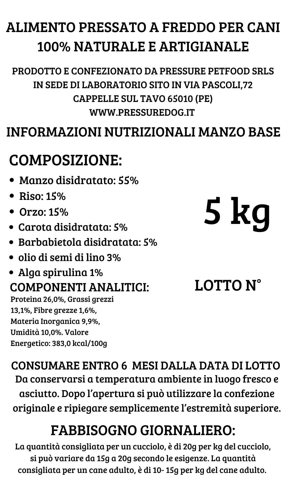 PressureBase al Manzo & Carota (low grain)