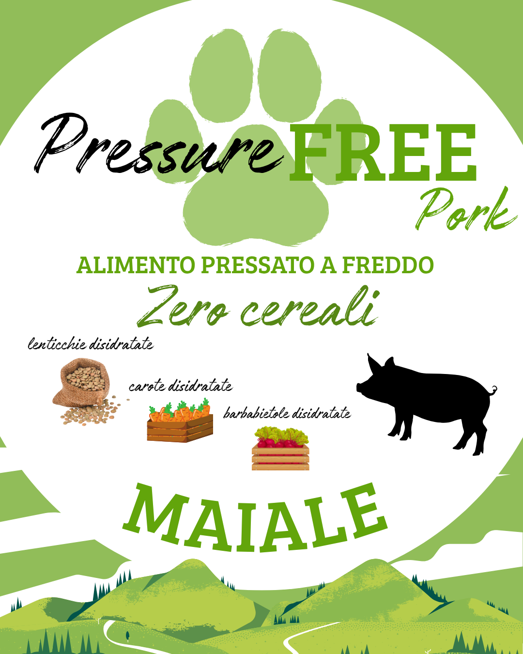 PressureFree al Maiale, Lenticchie & Carote (zero cereali)